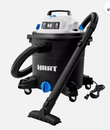 HART VOC1012PF 3701 10 Gallon 6 Peak HP Poly Wet/Dry Vacuum VOC1012PF 3701