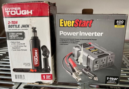 Bundle Lot - Hyper Tough 2Ton Bottle Jack + EverStart Power Inverter 400W