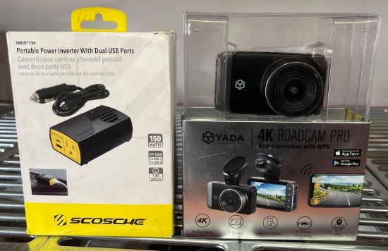 Bundle Lot - Portable Power Inverter 150 + 4K RoadCam Pro Dashcam