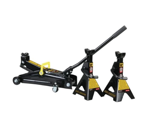 Black Jack 2.25 Ton Trolley Jack with 2.25 Ton Jack Stands in Case Black - T82253W