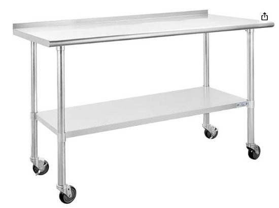 HALLY Stainless Steel Table for Prep & Work 24 x 60 Inches with Caster Wheels, NSF Commercial Heavy
