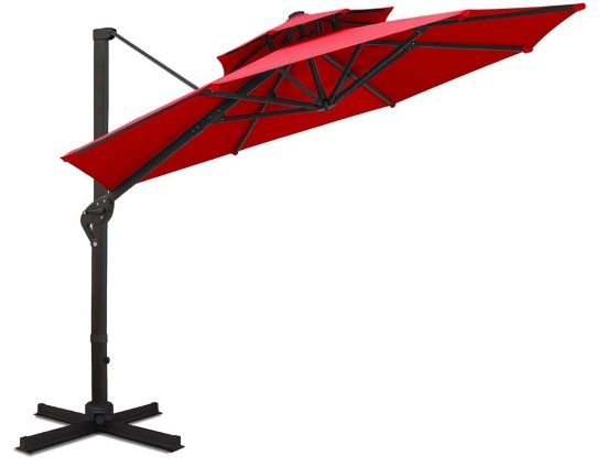 Sunnyglade 11FT Double Top Cantilever Patio Umbrella Deluxe Offset Umbrella 360 Degree