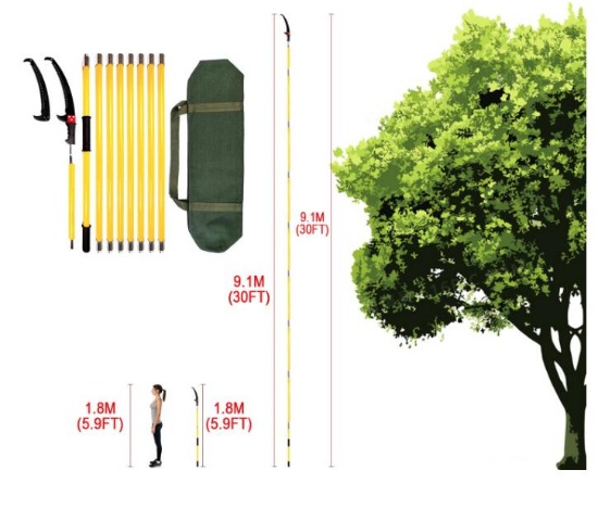 30 Feet Tree Pole Pruner, Durable Tree Trimmers Handle