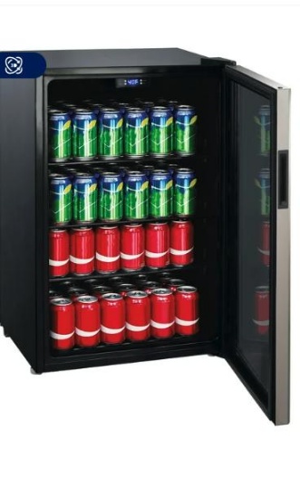 Galanz 4.5 Cu ft 152 Can Beverage Center Mini Fridge, Stainless Steel