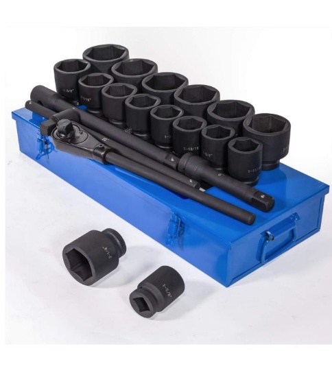 Stark USA Premium 21-Pieces SAE Jumbo Impact Socket Set 1" inch Drive