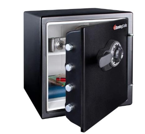 SentrySafe SFW123CS Lock Boxes Fireproof Waterproof, Dial Combination Safe, Black
