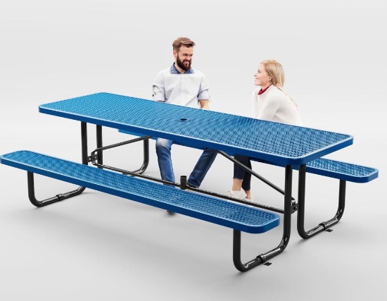 OUTTANS Metal Picnic Tables for Outdoors - Coated Steel Heavy Duty Commercial Grade Table