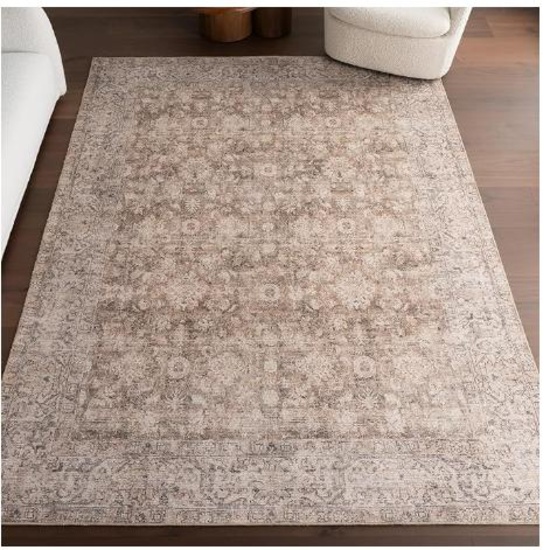 nuLOOM Hillstone Collection 7ft x 9ft Area Rug, Traditional Vintage Distressed Medallion