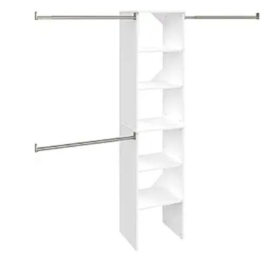 ClosetMaid SuiteSymphony Wood Closet Organizer Starter Kit with Tower and 3 Hang Rods