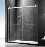 Milano Double Sliding Shower Door, 60 in.W x 74 in.H Framed Shower Door Clear Tempered Glass