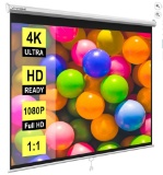 VIVOHOME Projector Screen Pull Down, 1:1 120 Inch Retractable Projection Screen