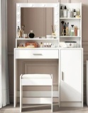 Vanity Desk with Mirror & Light, Large Drawer