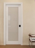 Interior 1-Lite Frosted Glass Sliding Pocket Door Withe Solid Core Pantry Door 24in x 80in