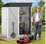 DWVO 5x3ft Metal Outdoor Storage Shed, Waterproof Tool Shed Heavy-Duty Storage Unit with Lockable Do