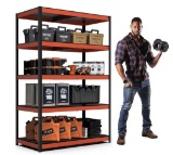 HOMEDANT House 5-Tier Orange-Black Adjustable Storage Utility Rack