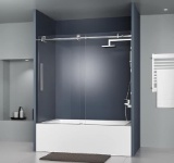 DELAVIN 56-60 in. W x 59 in. H Frameless Bathtub Glass Shower Door