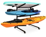 Kayak Storage Rack with Lockable casters,Thickened Heavy Duty Kayak StandHolds 3 Kayaks