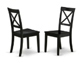 2pcs East West Furniture BOC-BLK-W Boston Dining Room Chairs