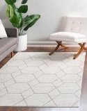 Trellis Frieze Ivory/Gray 8 ft. x 10 ft. Geometric Area Rug