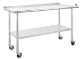 HALLY Stainless Steel Table for Prep & Work 24 x 60 Inches with Caster Wheels, NSF Commercial Heavy