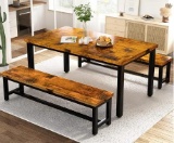 Dining Room Table Set, Kitchen Set with 2 Benches,