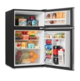 Galanz 3.1 Cu ft Two Door Mini Fridge with Freezer, Stainless,