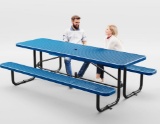 OUTTANS Metal Picnic Tables for Outdoors - Coated Steel Heavy Duty Commercial Grade Table