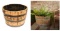 Qty 2 Real Wood Products Round 25.5-in W Extra Large Brown Wood Rustic Whiskey Barrel