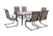 Glenridge Falls 7-Piece Metal Padded Sling Rectangular Outdoor Dining Set in Putty Beige