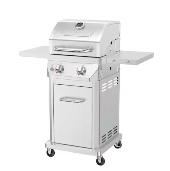 Nexgrill 2 Burner Stainless Steel Propane Gas Grill with Folding Side Shelves