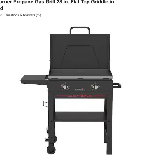Nexgrill Daytona 2-Burner Propane Gas Grill 28 in. Flat Top Griddle in Black