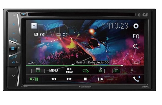Pioneer AVH-120BT 6.2 Inch Double Din DVD/MP3/CD Player with Touchscreen Bluetooth.