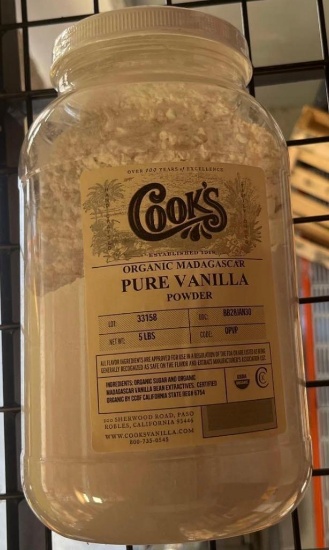 Cook's Organic Madagascar Pure Vanilla Powder 5lbs Jar