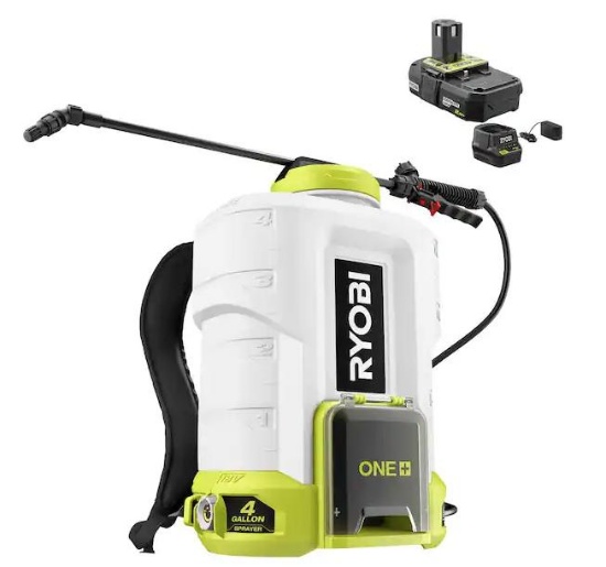 RYOBI ONE+ 18V Cordless Battery 4 Gal. Backpack Chemical Sprayer with 2.0 Ah Battery and Charger