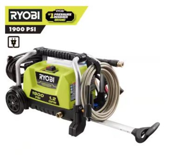 RYOBI 1900 PSI 1.2 GPM Cold Water Wheeled Corded Electric Pressure Washer