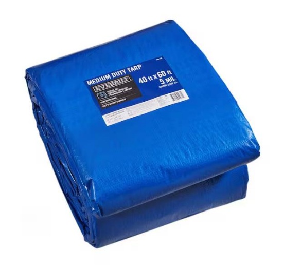Everbilt 40 ft. x 60 ft. Blue Medium Duty Tarp 5miL Covers 2400sq ft.
