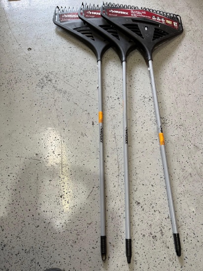 Qty 3 Husky 26 in. Dual Tine Poly Rake