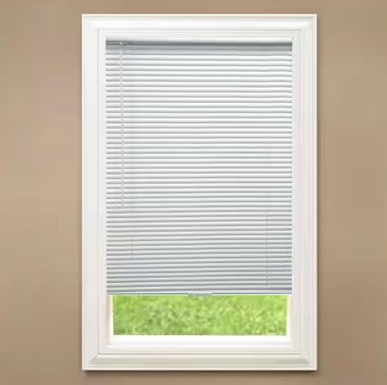Qty 2 White Cordless Room Darkening Vinyl Mini Blinds with 1 in. Slats-32 in. W x 48 in.