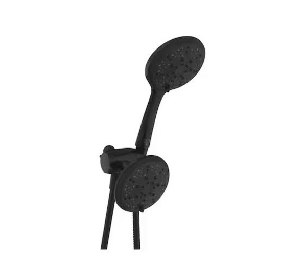 Glacier Bay 6 -Spray Patterns with 1.8 GPM 4.5 in. Wall Mount Dual Shower Heads in Matte Black
