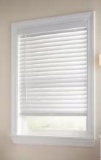 White Cordless Faux Wood Blinds for Windows with 2 in. Slats - 47 in. W x 48 in. L