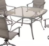 Incomplete Set - Ashbury Pewter Steel Square Glass Top Outdoor Dining Table
