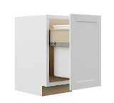 Shaker 18 in. W x 24 in. D x 34.5 in. H Assembled Pull Out Trash Can Base Kitchen Cabinet Satin Whit