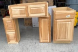 Qty 4 - Hampton Bay Assembled Cabinets in Natural Hickory