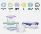Color Lock 8PC Mixed Glass Food Storage Sets, Leak-Proof Glass Food Storage