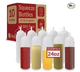 Reli. Plastic Squeeze Bottles, 24 oz. | 10 Pack | Condiment Squeeze Bottles for Sauces | Clear