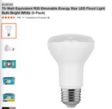 Qty 12 Bulbs EcoSmart 75-Watt Equivalent R20 Dimmable Energy Star LED Flood Light Bulb Bright White