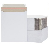 Qty 400 Stay Flat Rigid Mailers 7 x 9 Inches with Self Adhesive Seal, Bulk White Cardboard Envelopes