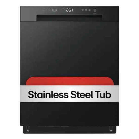 LG 24 in. Black Front Control Dishwasher with Stainless Steel Tub and SenseClean
