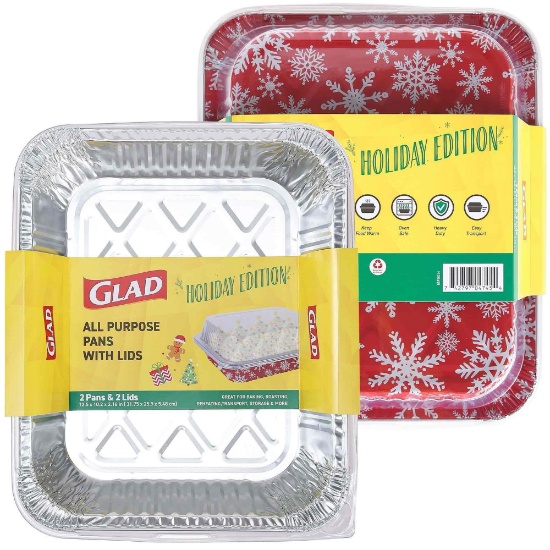 GLAD 2 Pans Aluminum Pans with Lids