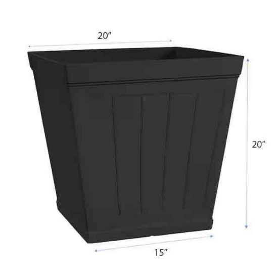 Set of 2 CHG CLASSIC HOME & GARDEN Hanover Black Beadboard Resin Square Planter